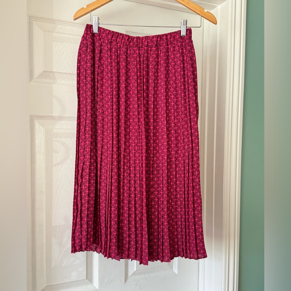 Banana Republic Pink Midi Pleated A-Line Skirt